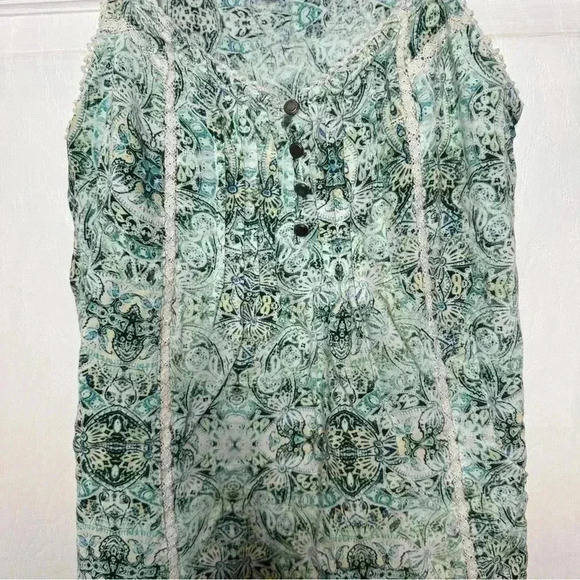 Sonoma Goods For Life Sleeveless Blouse Green Yellow / White Size Small - Picture 5 of 15